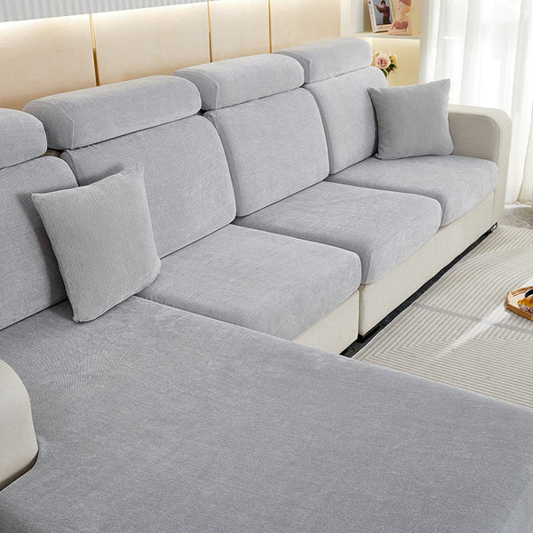 Slipcovers Sofa Cover Light Gray Shape Polyester Chenille Thick Stretchable