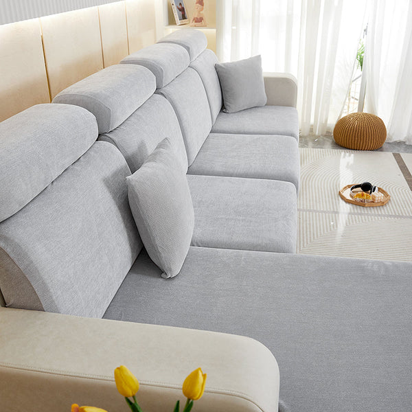 Slipcovers Sofa Cover Light Gray Shape Polyester Chenille Thick Stretchable Slipcover