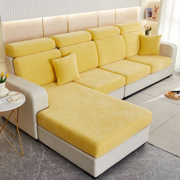 Slipcovers Sofa Cover Pastel Yellow L Shape Polyester Chenille Thick Stretchable Cushion