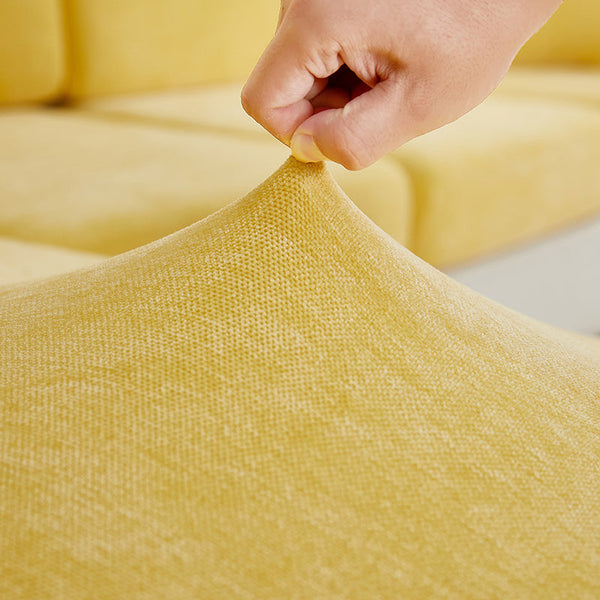 Slipcovers Sofa Cover Pastel Yellow L Shape Polyester Chenille Thick Stretchable For Living Room