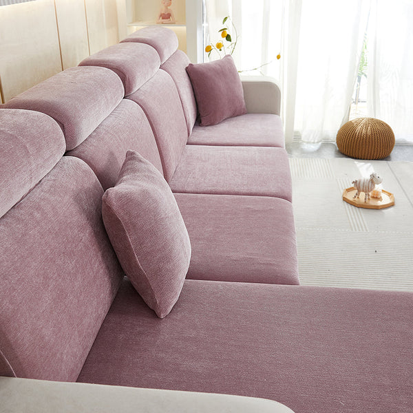 Slipcovers Sofa Cover Old Rose L Shape Polyester Chenille Thick Stretchable Cushion Slipcover