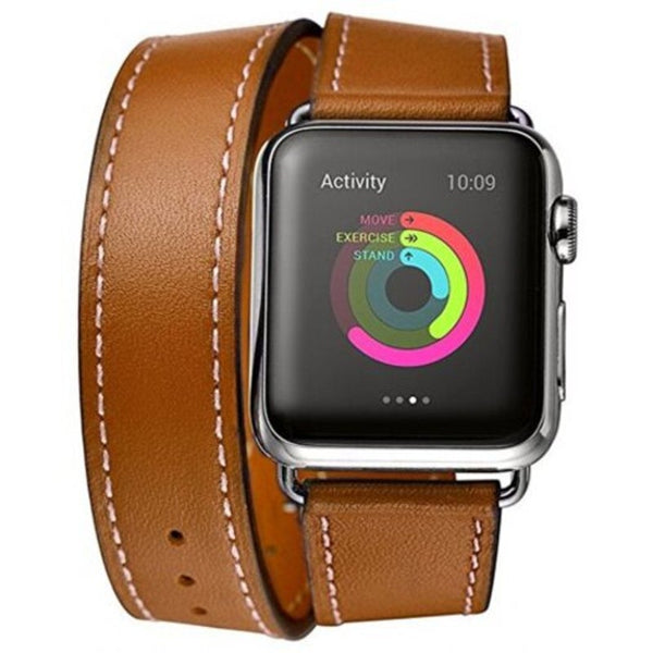 Watch Bands 42Mm Genuine Leather Strap Bracelet Replacement Wrist Band With Adapter Clasp For Iwatch Series 321 Brown