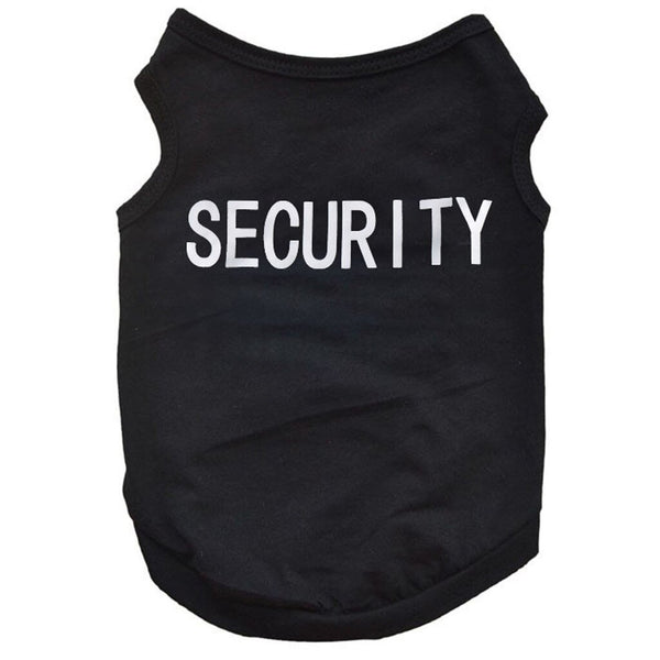 Black Printed Dog �Security� T Shirt Clothes