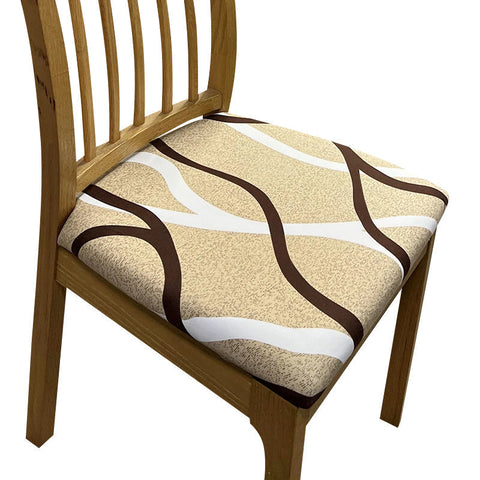 Slipcovers Chair Cover Light Beige Brown And White Wave Linear Pattern Print Stretch Seat