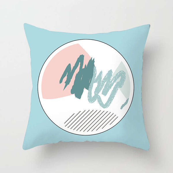 Cushions & Decorative Pillows 45 X 45Cm Abstract Cushion Cover Light Blue Round