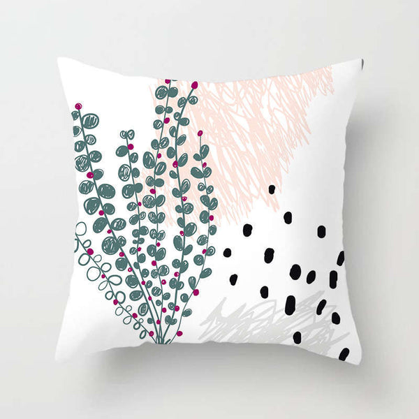 45 X 45Cm Abstract Cushion Cover Eucalyptus Plant And Dots