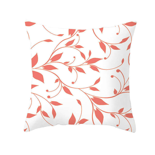 Cushions & Decorative Pillows 45 X 45Cm Coral Cushion Cover White Pink Leaves