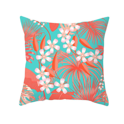 Cushions & Decorative Pillows 45 X 45Cm Coral Cushion Cover Plants And Flowers