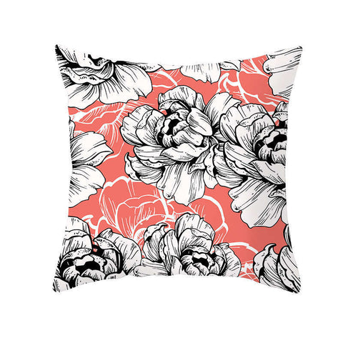 Cushions & Decorative Pillows 45 X 45Cm Coral Cushion Cover Black And White Flower