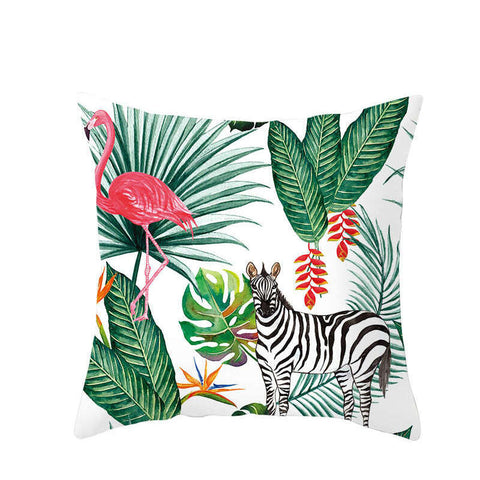 45 X 45Cm Flamingo Cushion Cover Leaves And Zebra