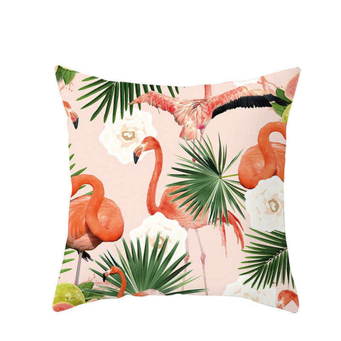 Cushions & Decorative Pillows 45 X 45Cm Flamingo Cushion Cover And Leaves