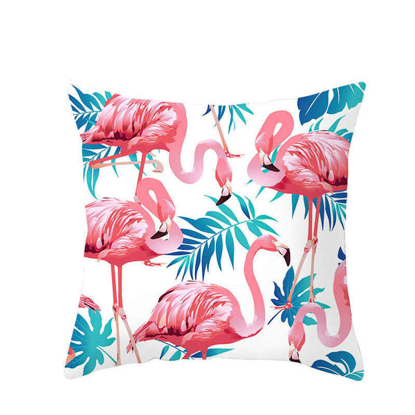 Cushions & Decorative Pillows 45 X 45Cm Flamingo Cushion Cover With Blue Leaves