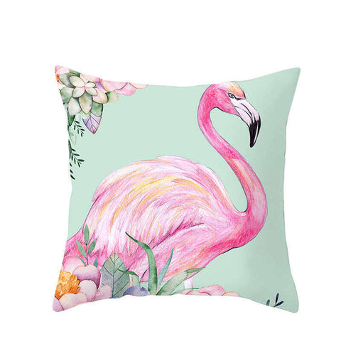 45 X 45Cm Flamingo Cushion Cover Light Blue With Flowers