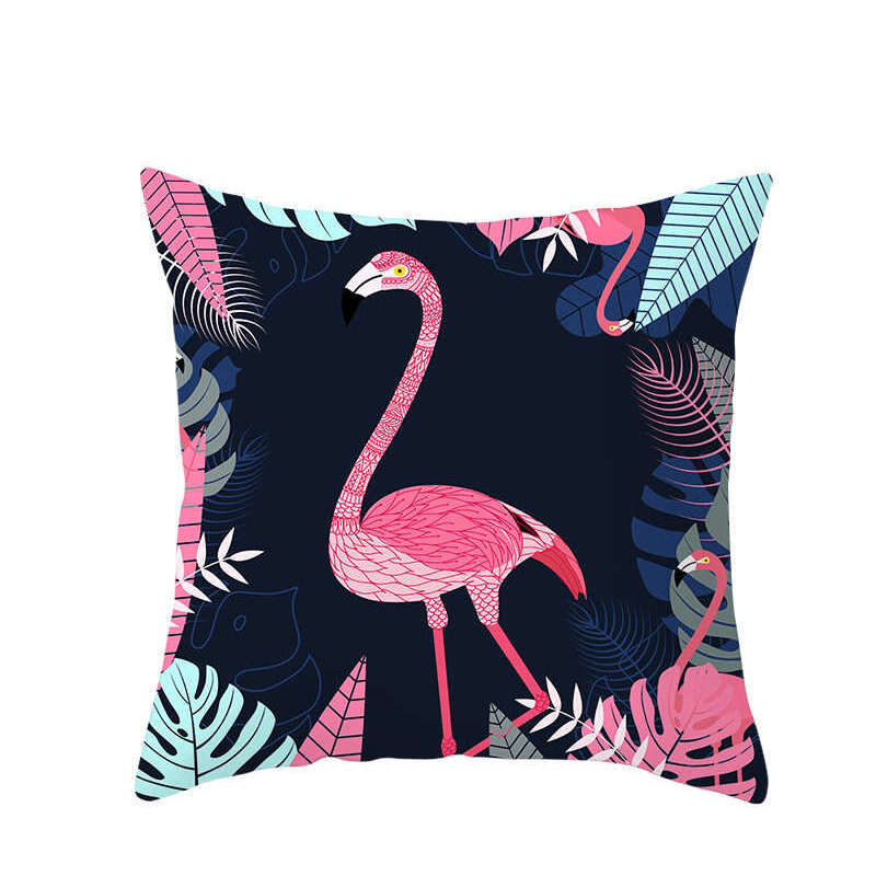 Cushions & Decorative Pillows 45 X 45Cm Flamingo Cushion Cover With Tropical Leaves