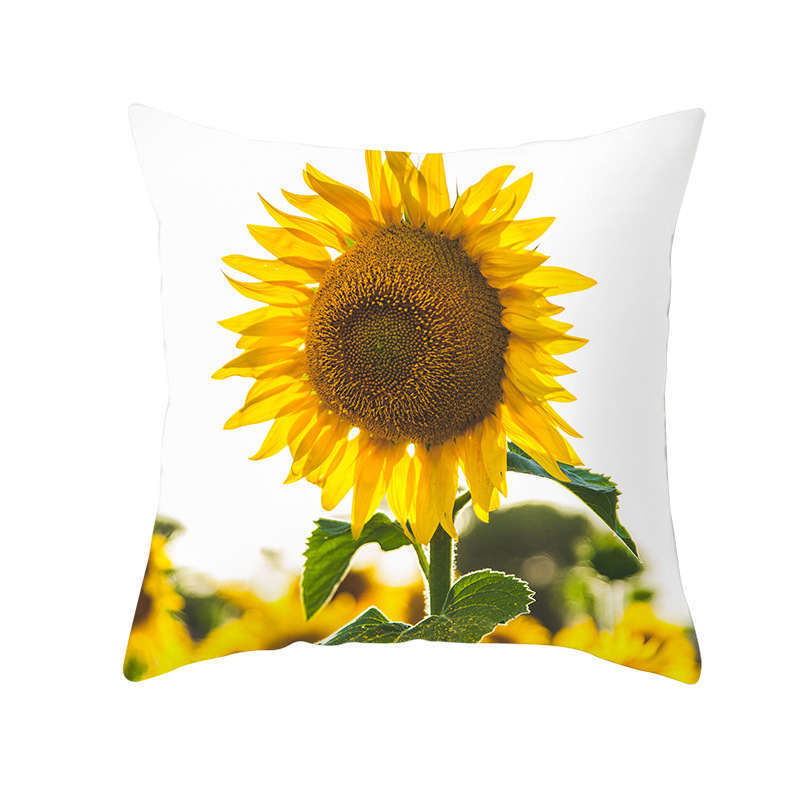 Cushions & Decorative Pillows 45 X 45Cm Flower Cushion Cover Large Yellow Sunflower