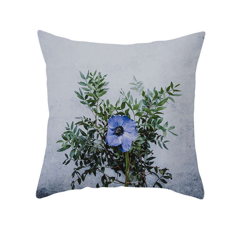 Cushions & Decorative Pillows 45 X 45Cm Flower Cushion Cover Blue Plant