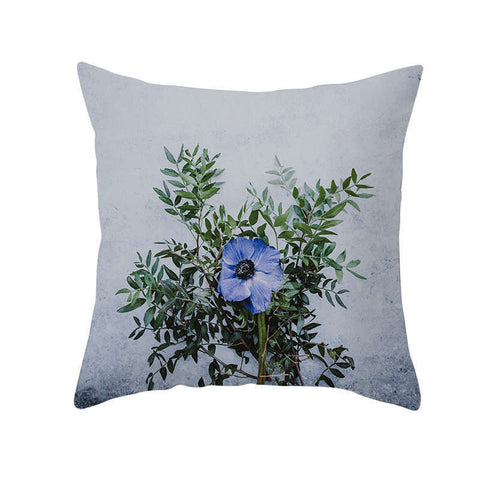 45 X 45Cm Flower Cushion Cover Blue Plant