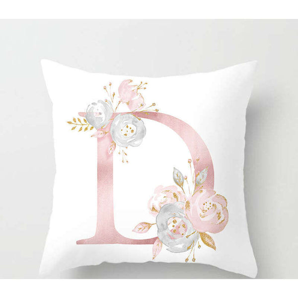 45 X 45Cm Letter Cushion Cover Pink D With Flower