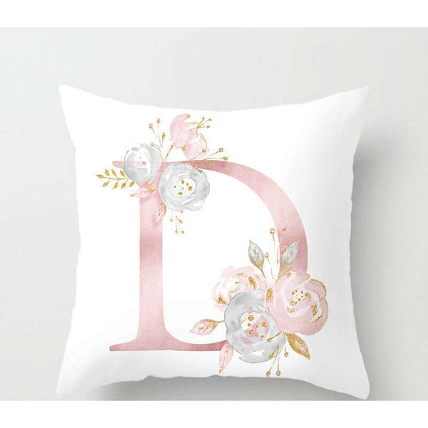 Cushions & Decorative Pillows 45 X 45Cm Letter Cushion Cover Pink D With Flower