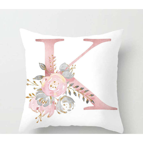 Cushions & Decorative Pillows 45 X 45Cm Letter Cushion Cover Pink K With Flower