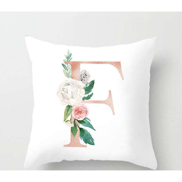 Cushions & Decorative Pillows 45 X 45Cm Letter Cushion Cover Pink F With Flower