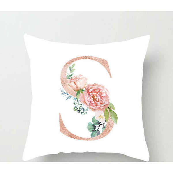 Cushions & Decorative Pillows 45 X 45Cm Letter Cushion Cover Rose Gold S With Flower