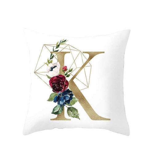 Cushions & Decorative Pillows 45 X 45Cm Letter Cushion Cover Gold K With Flower