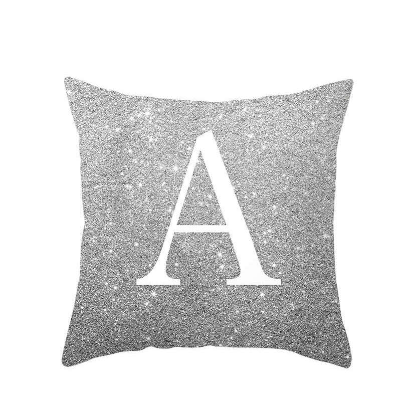 Cushions & Decorative Pillows 45 X 45Cm Letter Cushion Cover White A In Glittering Silver