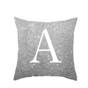 Cushions & Decorative Pillows 45 X 45Cm Letter Cushion Cover White A In Glittering Silver