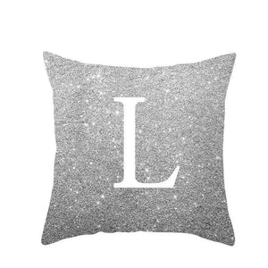 Cushions & Decorative Pillows 45 X 45Cm Letter Cushion Cover White In Glittering Silver