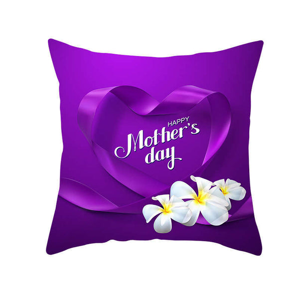 Cushions & Decorative Pillows 45 X 45Cm Mother's Day Cushion Cover Purple With White Flowers