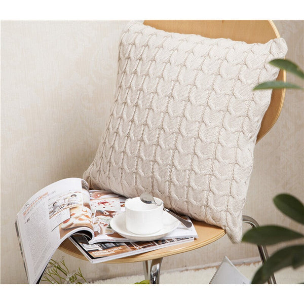45 X 45Cm Nordico Handmade Cozy Cushion Cover White