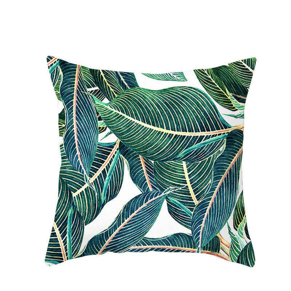 Cushions & Decorative Pillows 45 X 45Cm Stylish Tropical Green Brown Leaves Cushion Cover