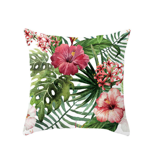 Cushions & Decorative Pillows 45 X 45Cm Stylish Tropical Green Brown Leaves Cushion Cover