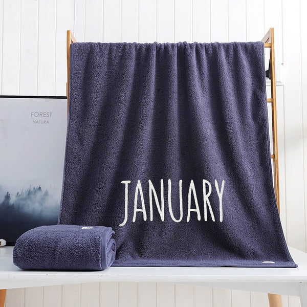 Towels & Washcloths 450Gsm Month Bath Towel Blue January