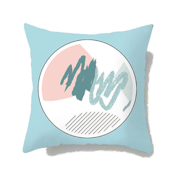 Cushions & Decorative Pillows 45 X 45Cm Abstract Cushion Cover Light Blue Round