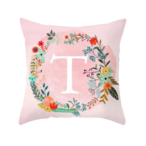 Cushions & Decorative Pillows 45 X 45Cm Letter Cushion Cover White T Wreath