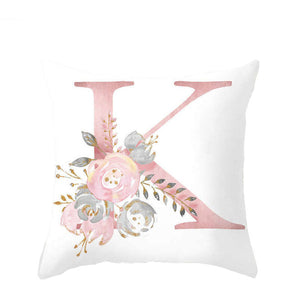 Cushions & Decorative Pillows 45 X 45Cm Letter Cushion Cover Pink K With Flower