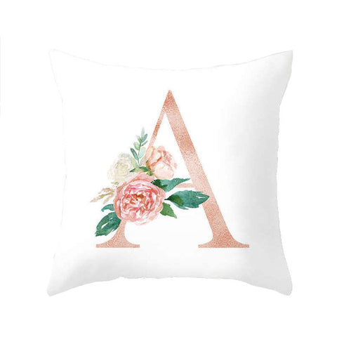 Cushions & Decorative Pillows 45 X 45Cm Letter Cushion Cover Pink A With Flower