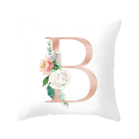 Cushions & Decorative Pillows 45 X 45Cm Letter Cushion Cover Pink B With Flower