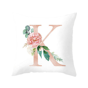 Cushions & Decorative Pillows 45 X 45Cm Letter Cushion Cover Rose Gold K With Flower