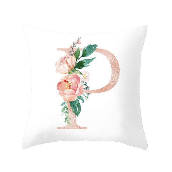 Cushions & Decorative Pillows 45 X 45Cm Letter Cushion Cover Rose Gold P With Flower