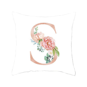 Cushions & Decorative Pillows 45 X 45Cm Letter Cushion Cover Rose Gold S With Flower