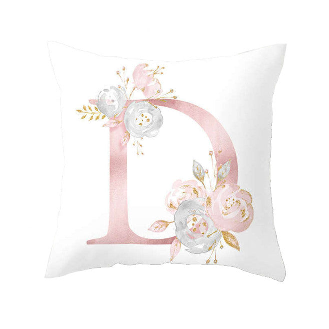 Cushions & Decorative Pillows 45 X 45Cm Letter Cushion Cover Pink D With Flower