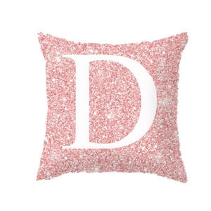 Cushions & Decorative Pillows 45 X 45Cm Pink Metal Letter Peach Skin Pillowcases Decorative Cushion Cover Home Decoration 445