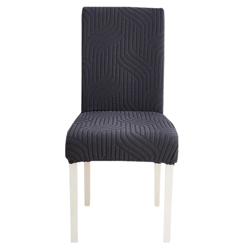 Slipcovers Chair Cover Dark Grey Linear Design With Elastic Material For