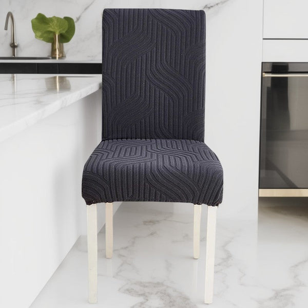 Slipcovers Chair Cover Dark Grey Linear Design With Elastic Material For