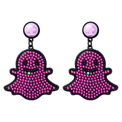 Earrings Cartoon Funny Cute Little Pearl Halloween Ghost Face For Festive Wear