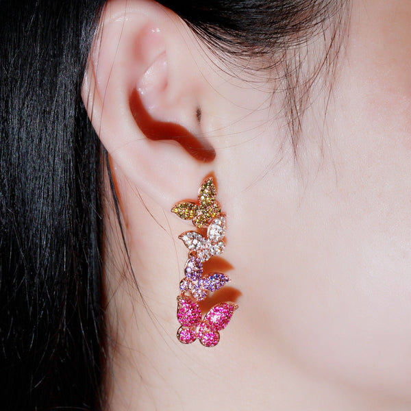 Earrings Butterfly Zircon Korean Style Versatile Jewelry