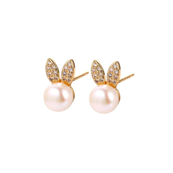 Earrings Cute Little Rabbit Girl Zircon Pearl Fashionable Stylish Accessories